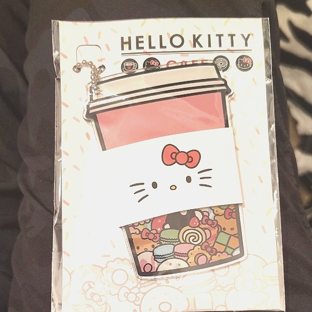 🆕HELLO KITTY Pink Coffee Cup/Bag Charm Nwt